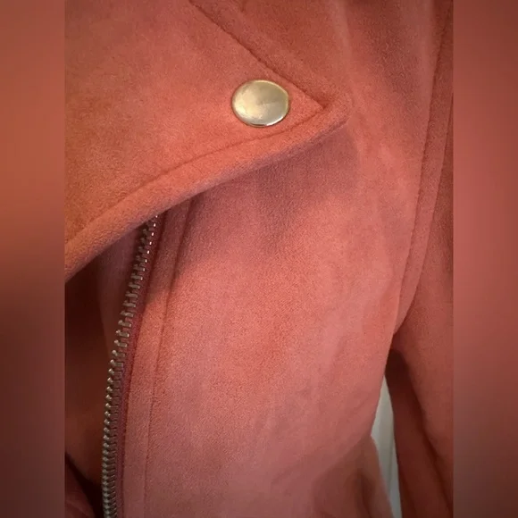 Old Navy Jackets | Old Navy Faux Suede Pink Coral Moto Jacket - Picture 4 of 8